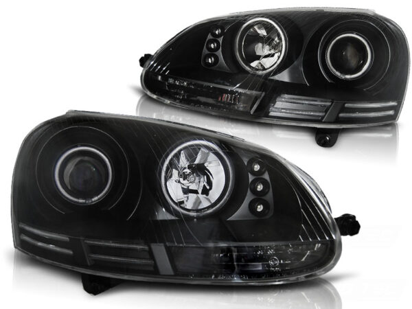 Frontlykter VW Golf 5 10.03-09 Angel Eyes CCFL Svart – bilde 2 av 2