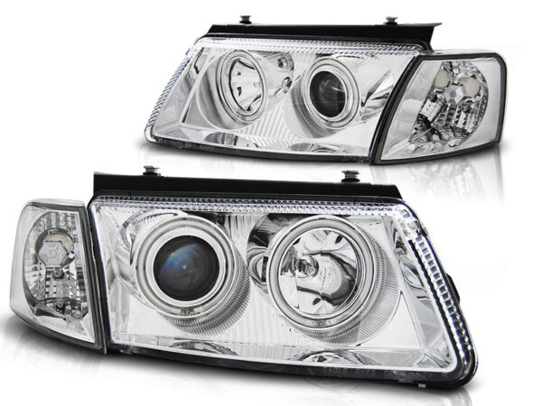 Frontlykter VW Passat B5 3B 11.96-08.00 Angel Eyes CCFL Krom – bilde 2 av 2