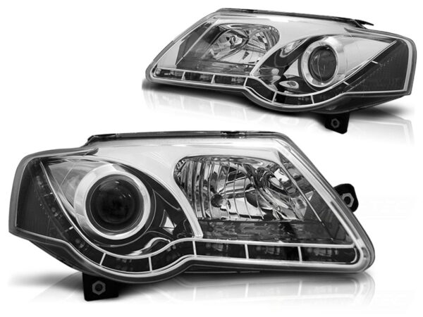Frontlykter VW Passat B6 3C 03.05-10 TRU DRL Krom – bilde 2 av 2