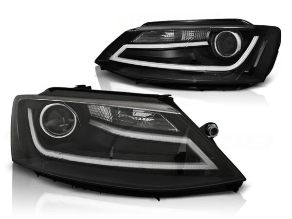 Frontlykter VW Jetta VI 1.11-18 Tube Lights Svart – bilde 2 av 2