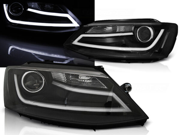 Frontlykter VW Jetta VI 1.11-18 Tube Lights Svart – bilde 1 av 2