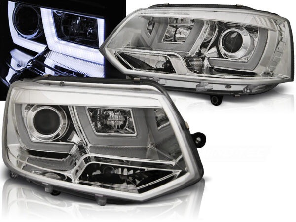 Frontlykter VW T5 2010-2015 U-LED Light Krom – bilde 1 av 2
