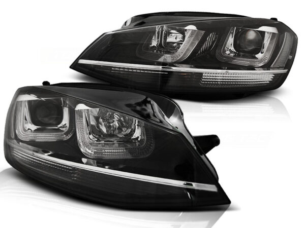 Frontlykter VW Golf 7 11.12-17 U-LED Light Svart With Krom Line – bilde 2 av 2