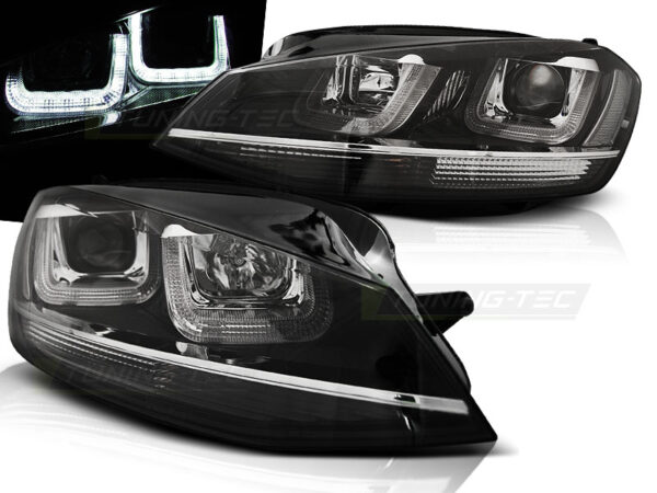 Frontlykter VW Golf 7 11.12-17 U-LED Light Svart With Krom Line – bilde 1 av 2