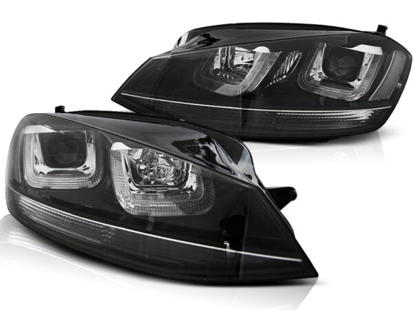 Frontlykter VW Golf 7 11.12-17 U-LED Light Svart With Svart Line – bilde 2 av 2
