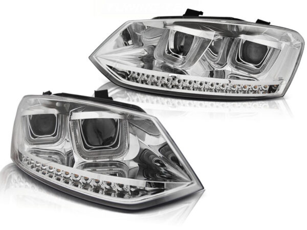 Frontlykter VW Polo 6R 09-03.14 U-LED Light Krom – ikke for original H4 – bilde 2 av 2