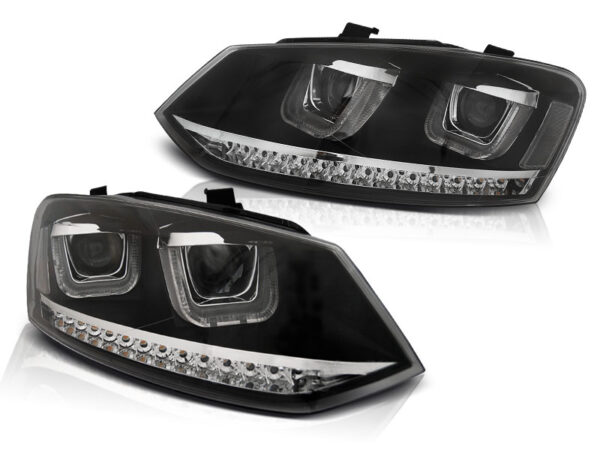 Frontlykter VW Polo 6R 09-03.14 U-LED Light Svart – ikke for original H4 – bilde 2 av 2