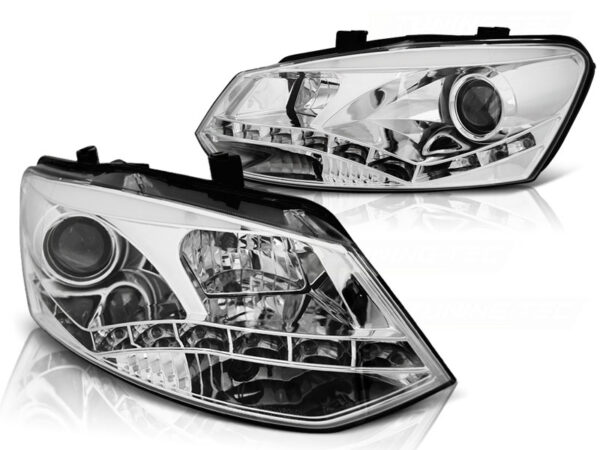 Frontlykter VW Polo 6R 09-03.14 TRU DRL Krom – ikke for original H4 – bilde 2 av 2