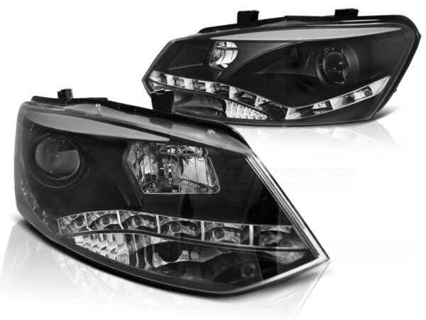 Frontlykter VW Polo 6R 09-03.14 TRU DRL Svart – ikke for original H4 – bilde 2 av 2
