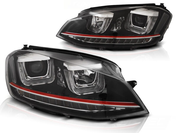 Frontlykter VW Golf 7 11.12-17 U-LED Light DRL Svart RDD Line SEQ – bilde 2 av 2