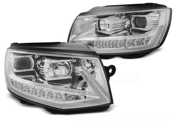 Frontlykter VW T6 15-19 Tube Lights DRL Krom SEQ – bilde 2 av 2