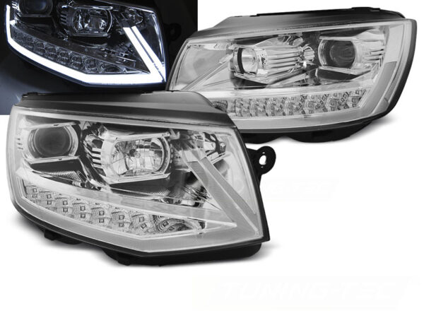 Frontlykter VW T6 15-19 Tube Lights DRL Krom SEQ – bilde 1 av 2