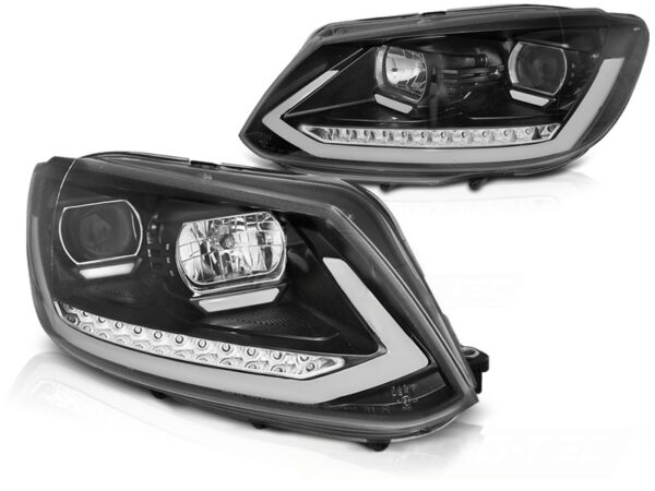 Frontlykter VW Touran I 10-15 Tube Lights DRL Svart SEQ – bilde 2 av 2