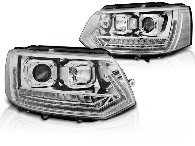 Frontlykter VW T5 2010-2015 Tube Light Drl Chrome Seq - Bilde 2