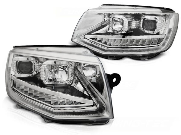 Frontlykter VW T6 15-19 Tube Lights DRL Krom SEQ – bilde 2 av 2