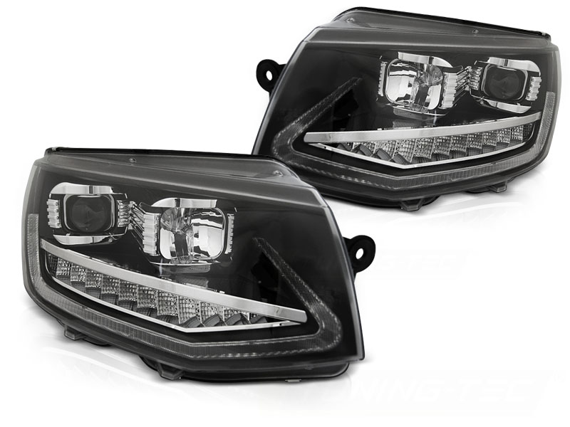 Frontlykter VW T6 15-19 Tube Light Drl Black Seq - Bilde 2