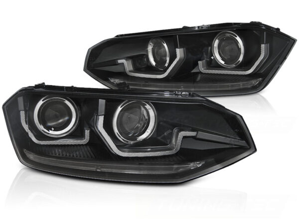 Frontlykter VW Polo VI 2G 17-21 SEQ LED Svart – bilde 2 av 2