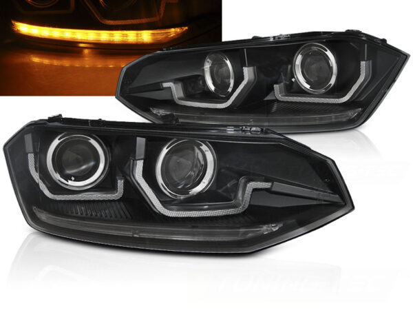 Frontlykter VW Polo VI 2G 17-21 SEQ LED Svart – bilde 1 av 2
