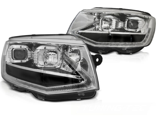 Frontlykter VW T6 15-19 Tube Lights Krom DRL SEQ – bilde 2 av 2