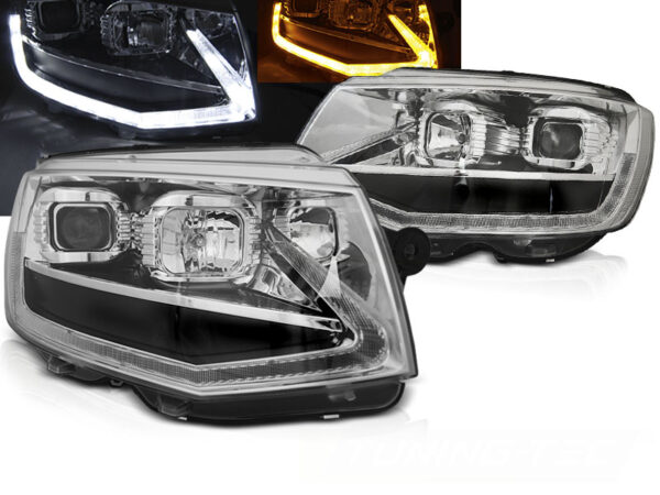 Frontlykter VW T6 15-19 Tube Lights Krom DRL SEQ – bilde 1 av 2