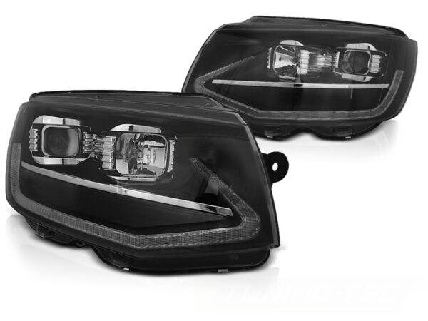 Frontlykter VW T6 15-19 Tube Lights Svart DRL SEQ – bilde 2 av 2