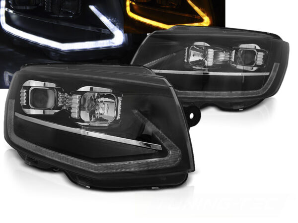 Frontlykter VW T6 15-19 Tube Lights Svart DRL SEQ – bilde 1 av 2