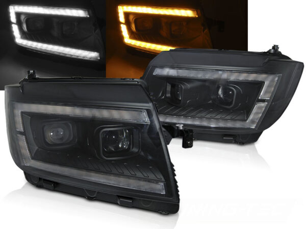 Frontlykter VW Crafter II 17- Tube Lights Svart DRL SEQ – bilde 1 av 2