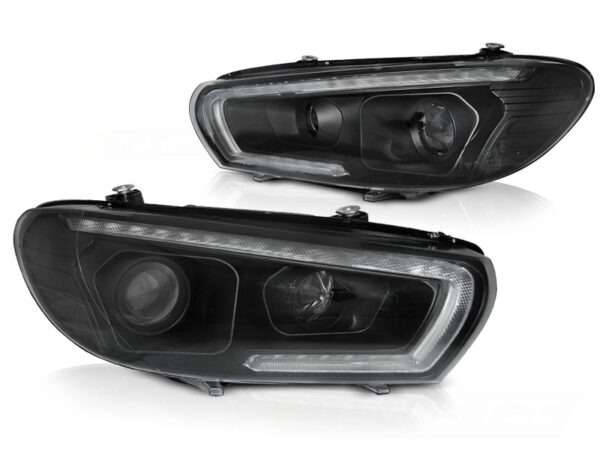Frontlykter VW Scirocco 08-04.14 Tube SEQ LED Svart – bilde 5 av 5