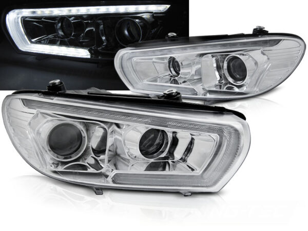 Frontlykter VW Scirocco 14-17 Tube SEQ LED Krom – bilde 1 av 2