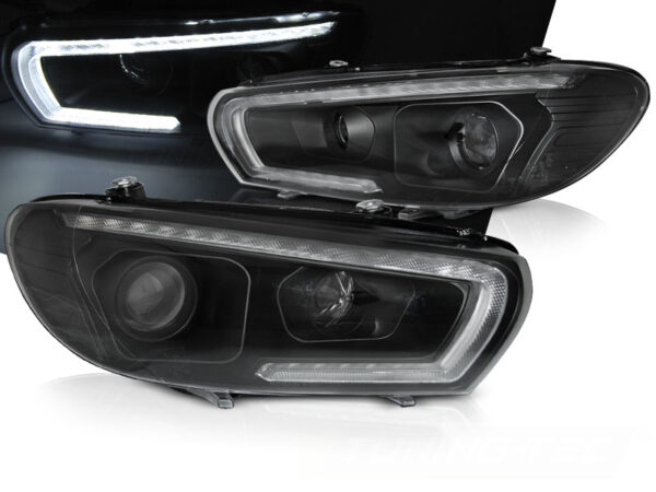 Frontlykter VW Scirocco 14-17 Tube SEQ LED Svart – bilde 1 av 2