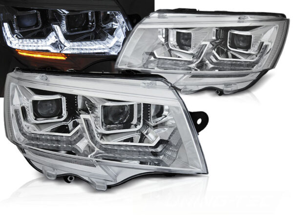 Frontlykter VW T6.1 20- Tube Lights Krom DRL SEQ – for halogen – bilde 1 av 2