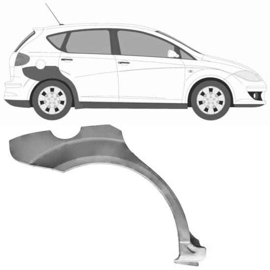 Reparasjonsplate Bakskjerm Seat Altea 2004-2015 Høyre