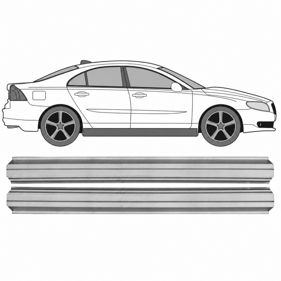 Terskelplater Volvo S80 2006–2016 – Venstre + Høyre Sett – bilde 1 av 2