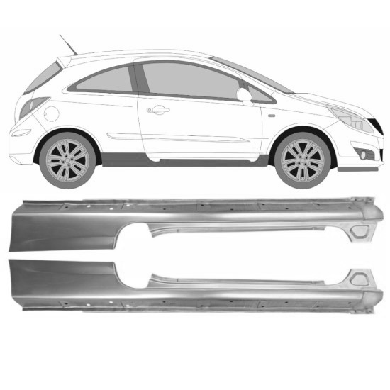 Terskel Opel Corsa D 2006-2015 Venstre/Høyre Hatchback Sett
