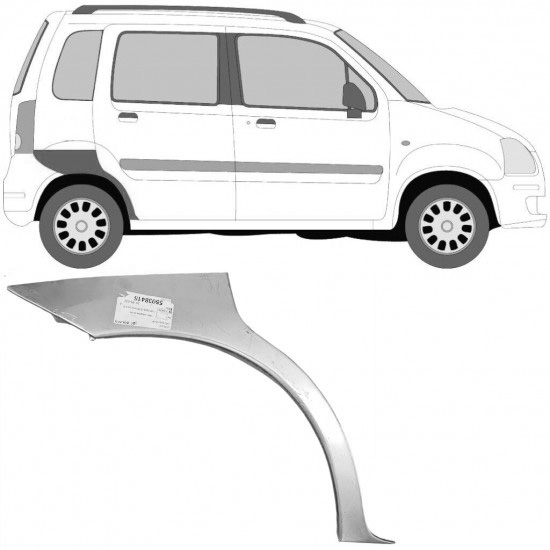 Reparasjonsplate Bakskjerm Opel Agila 2001-2008 Høyre