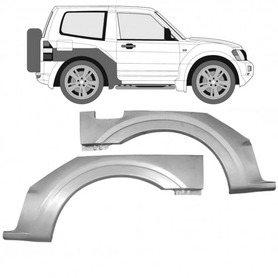 Reparasjonsplate Bakskjerm Mitsubishi Pajero 99-06 Venstre/Høyre Sett