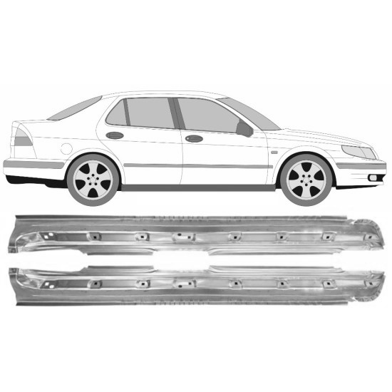 Terskel Saab 9-5 1997-2010 Combi Sedan Venstre/Høyre Sett