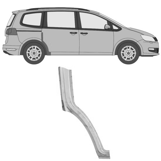 Reparasjonsplate Bakskjerm Volkswagen Sharan 2010-2022 Høyre