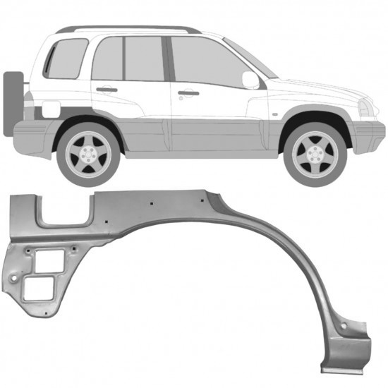 Reparasjonsplate Bakskjerm Suzuki Grand Vitara 1997-2005 Høyre