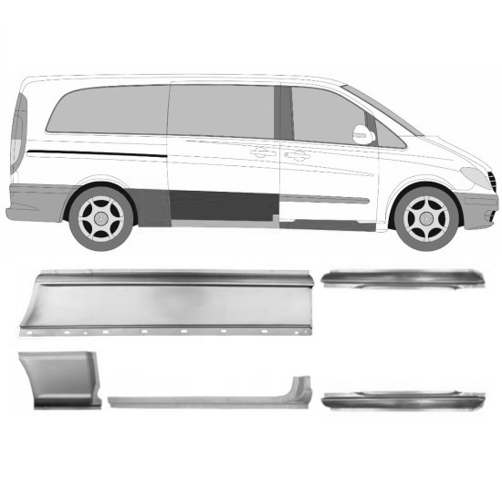 Sett Med Reparasjonsplater Mercedes Vito W639 03-14 Venstre+Høyre