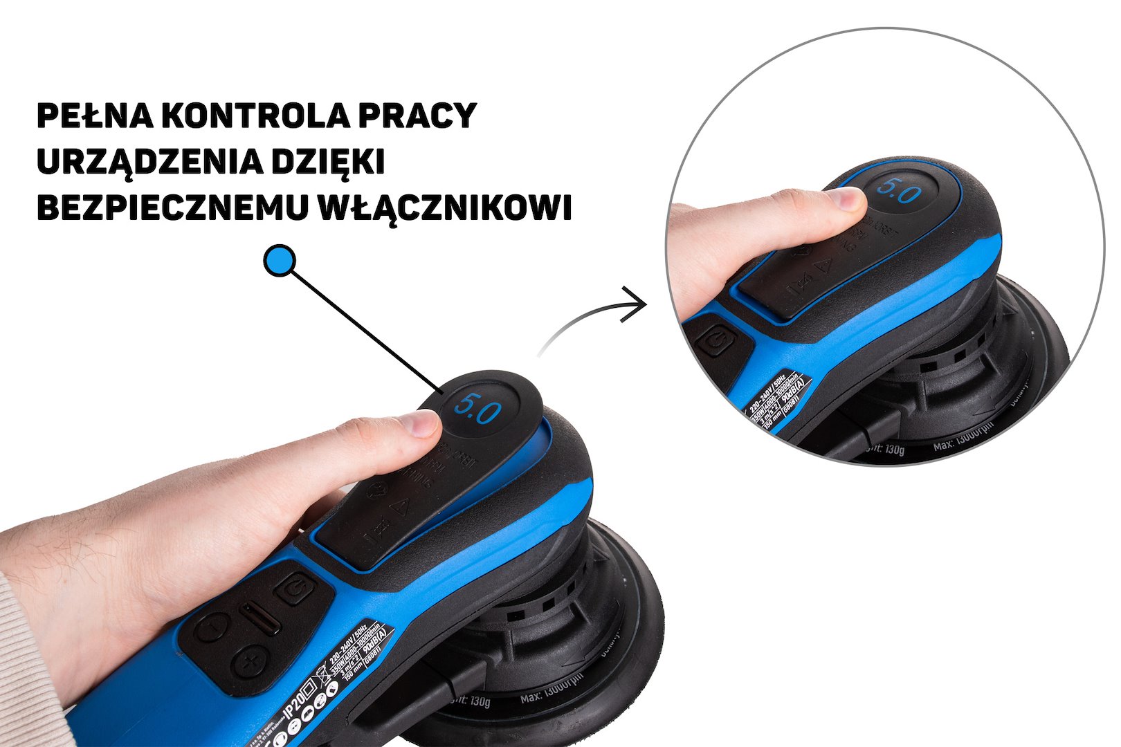 Børsteløs eksentersliper 150 mm 350 W med variabel hastighet - Bilde 21