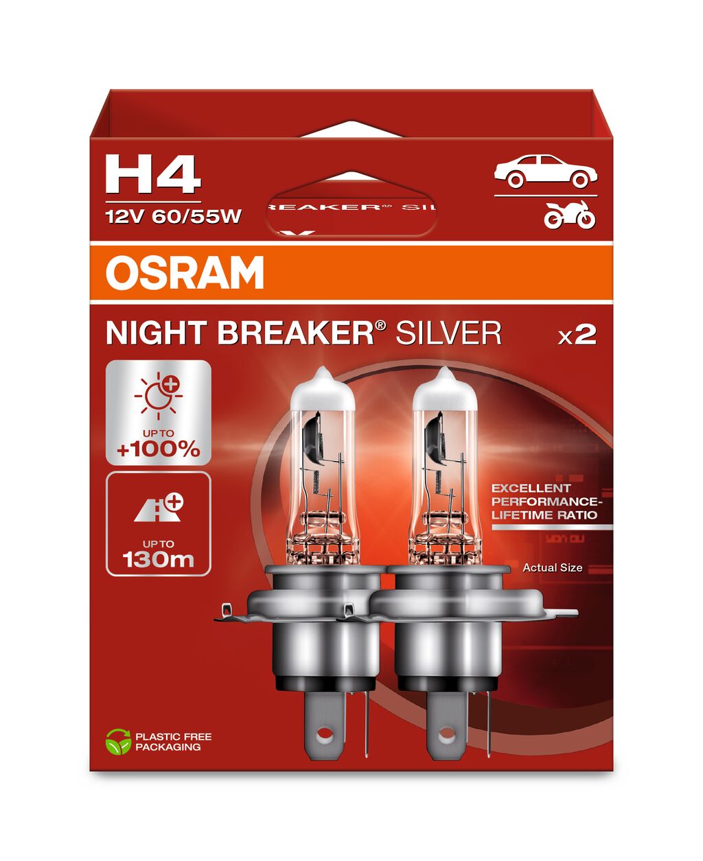 H4 Halogenpærer Night Breaker Silver – 12V 60/55W (Sett 2 stk) - Bilde 3