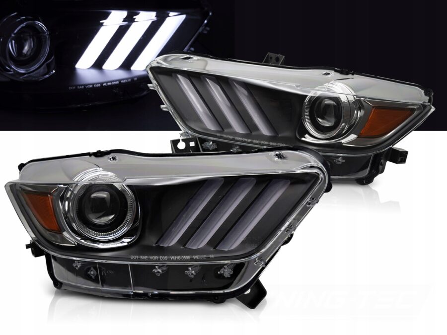 Frontlykter Ford Mustang 14-17 Xenon LED Svart – bilde 1 av 4