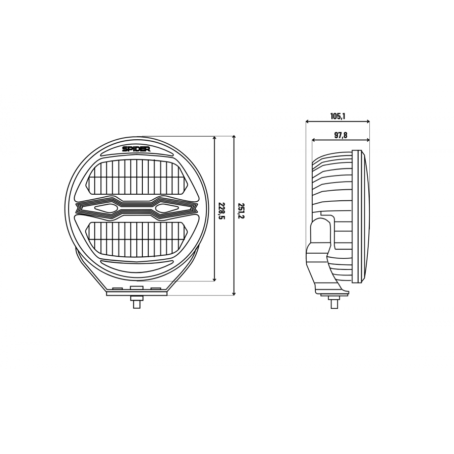 Led Ekstralys Rund 12/24V Med Posisjonslys Og Oransje Varsellys X-Spider Ninja L3442 - Bilde 9