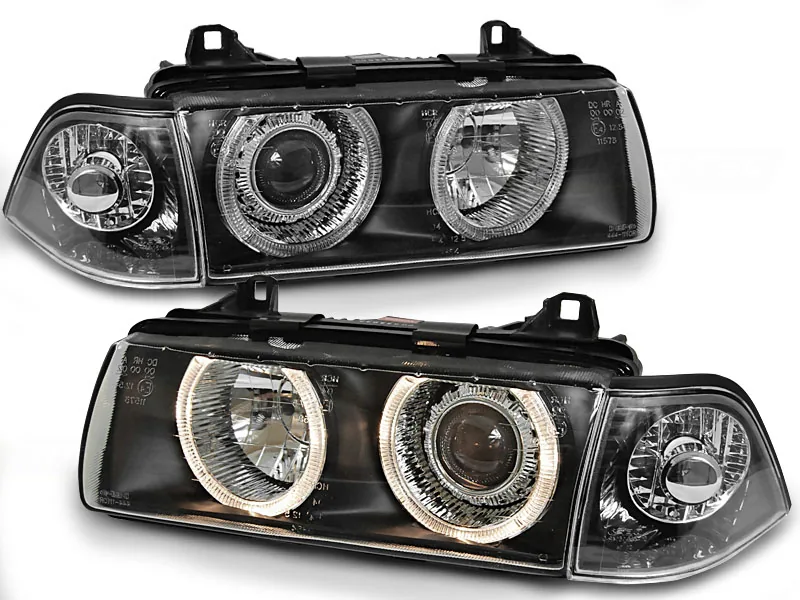 Frontlykter Bmw E36 12.90-08.99 Coupe Cabrio Angel Eyes Black - Bilde 2
