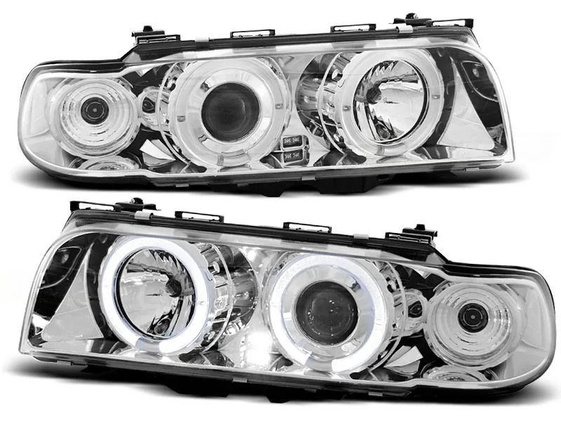 Frontlykter Bmw E38 06.94 - 08.98 Angel Eyes Chrome - Bilde 2