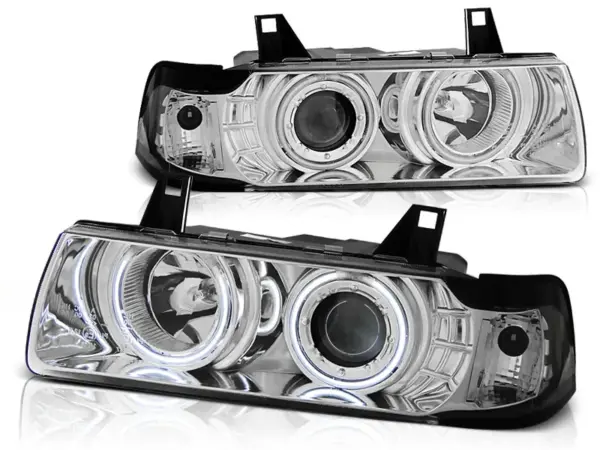 Frontlykter BMW E36 12.90-08.99 S/C/T Angel Eyes CCFL Krom – bilde 2 av 2