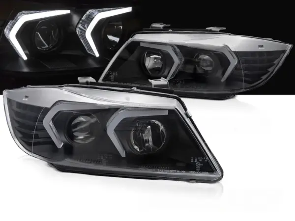 Frontlykter Bmw E90/E91 05-08 Led Sort – bilde 1 av 2