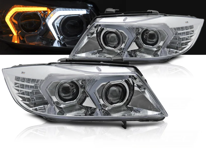 Frontlykter Bmw E90/E91 05-08 Full Led Krom