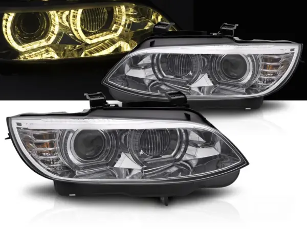 Frontlykter BMW E92/E93 06-10 Xenon Gule LED Krom Drl – bilde 1 av 2